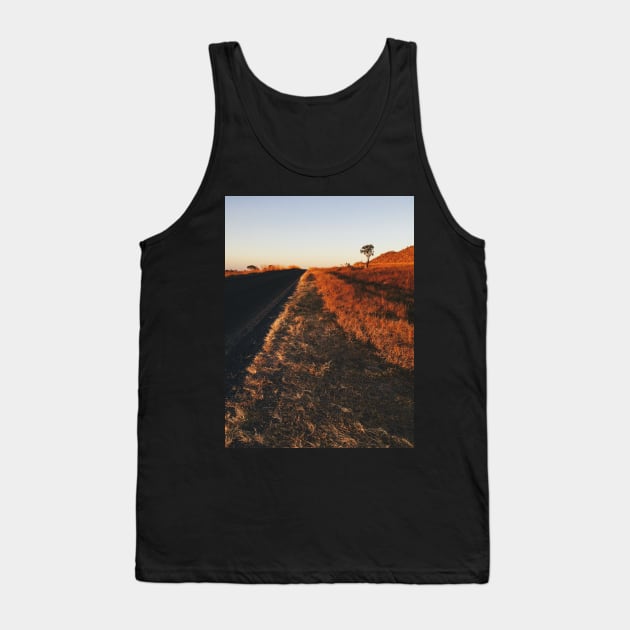 Single Tree in Dry Grassland in Warm Sunset Light Tank Top by visualspectrum